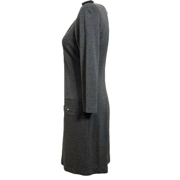 Sandro Scoop Neck Sheath Dress Women’s Size 8 Gray Mini Back Zip Pockets - Picture 5 of 13